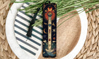 Celestial Harmony Metal Bookmark, Cosmic Journey Bookmark, Midnight Blues, Fiery Reds, Ancient Symbol Bookmark, Unique Gift — photo 1