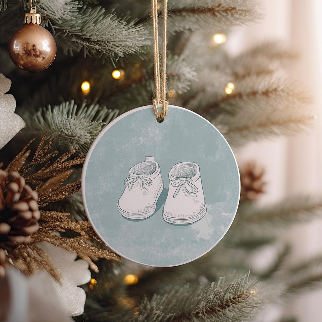 Ceramic Ornament Baby Booties, Minimalist Circle Design, Unique Baby Decoration, Handmade Ceramic Gift, Nursery Decor — photo 2
