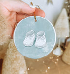 Ceramic Ornament Baby Booties, Minimalist Circle Design, Unique Baby Decoration, Handmade Ceramic Gift, Nursery Decor — photo 3
