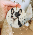 Rat Terrier Watercolor Ceramic Ornament, Circle Dog Portrait, Handcrafted Pet Decor, Unique Gift, Holiday Keepsake — photo 3