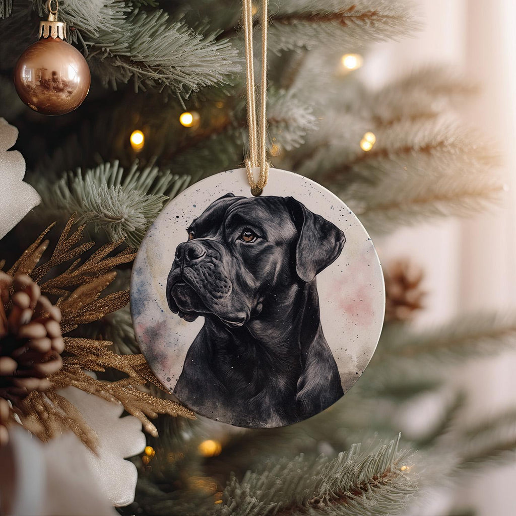 Cane Corso Ceramic Ornament, Watercolor Portrait Ornament, Circular Dog Ornament, Personalized Pet Gift, Unique Christmas Decor — photo 1