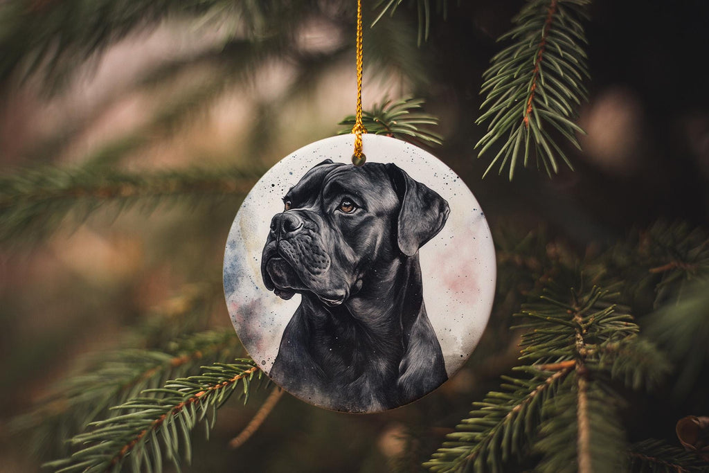 Cane Corso Ceramic Ornament, Watercolor Portrait Ornament, Circular Dog Ornament, Personalized Pet Gift, Unique Christmas Decor — photo 3