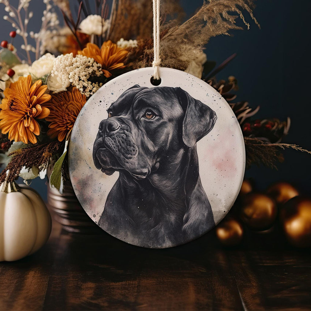 Cane Corso Ceramic Ornament, Watercolor Portrait Ornament, Circular Dog Ornament, Personalized Pet Gift, Unique Christmas Decor — photo 4