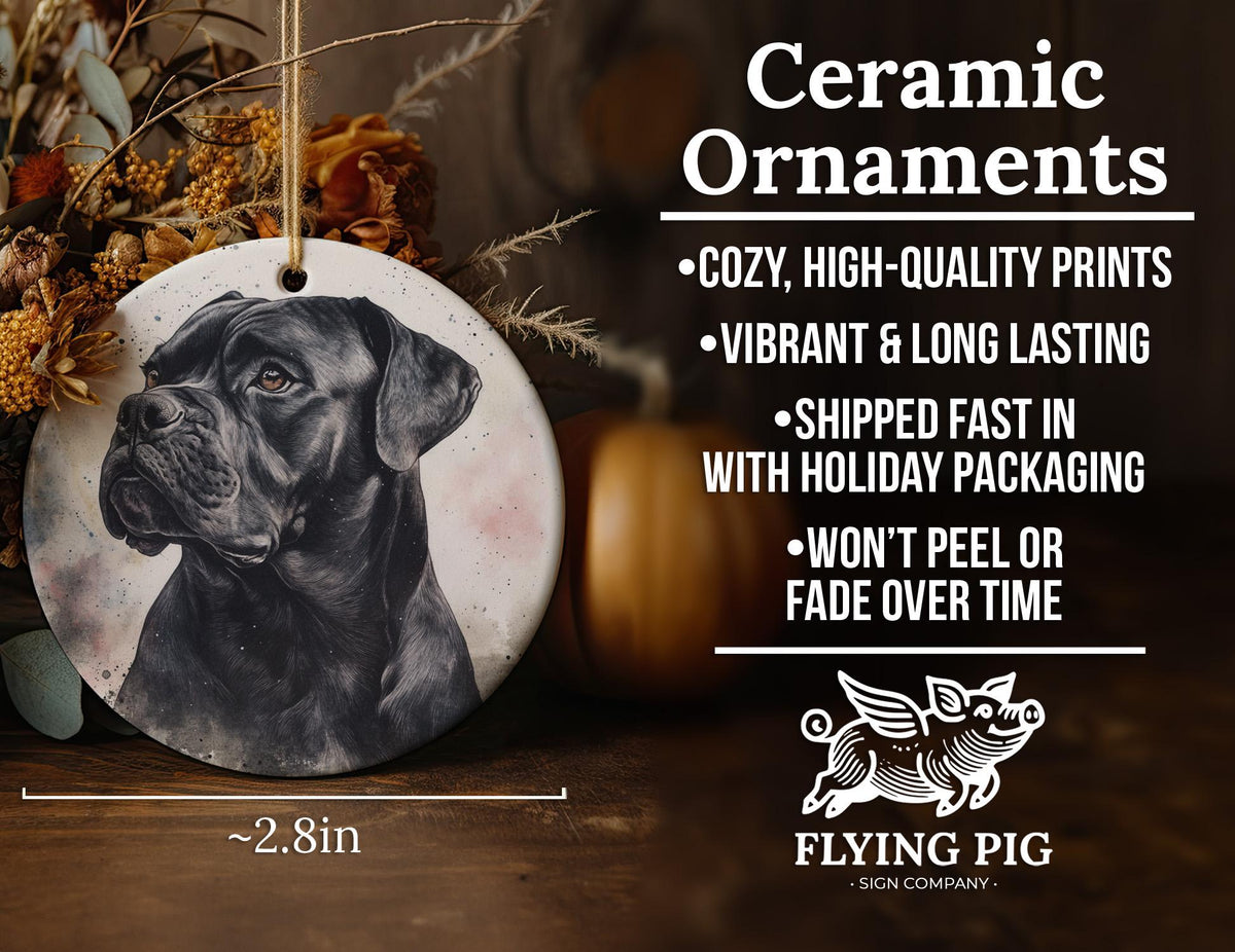 Cane Corso Ceramic Ornament, Watercolor Portrait Ornament, Circular Dog Ornament, Personalized Pet Gift, Unique Christmas Decor — photo 5