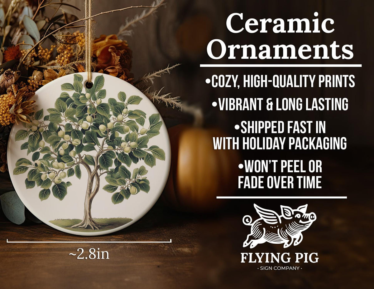 Vintage Botanical Fig Ceramic Ornament, Circular Design, Unique Home Decor, Handmade Gift, Collectible Ornament — photo 5