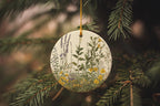 Vintage Botanical Ceramic Ornament, Meadow Illustration, Circular Design, Unique Home Decor, Gift for Nature Lovers — photo 1