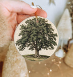 Vintage Botanical Elm Ceramic Ornament, Circular Design, Nature-Inspired Decor, Unique Tree Art, Home Gift Idea — photo 2
