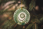 Vintage Botanical Fern Ceramic Ornament, Circular Design, Nature Home Decor, Rustic Christmas Ornament, Unique Gift Idea — photo 3