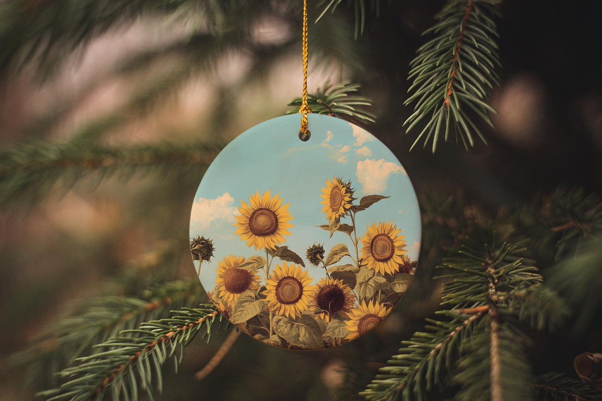 Botanical Sunflower Ceramic Ornament, Nature Inspired, Home Decor, Unique Gift, Handmade Collectible, Christmas Ornament Gift — photo 3