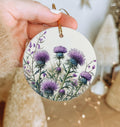 In a  Ceramic Ornament, Botanical Illustration, Thistle Circle Ornament, Unique Gift, Christmas Ornament Gift — photo 1