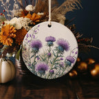 In a  Ceramic Ornament, Botanical Illustration, Thistle Circle Ornament, Unique Gift, Christmas Ornament Gift — photo 4