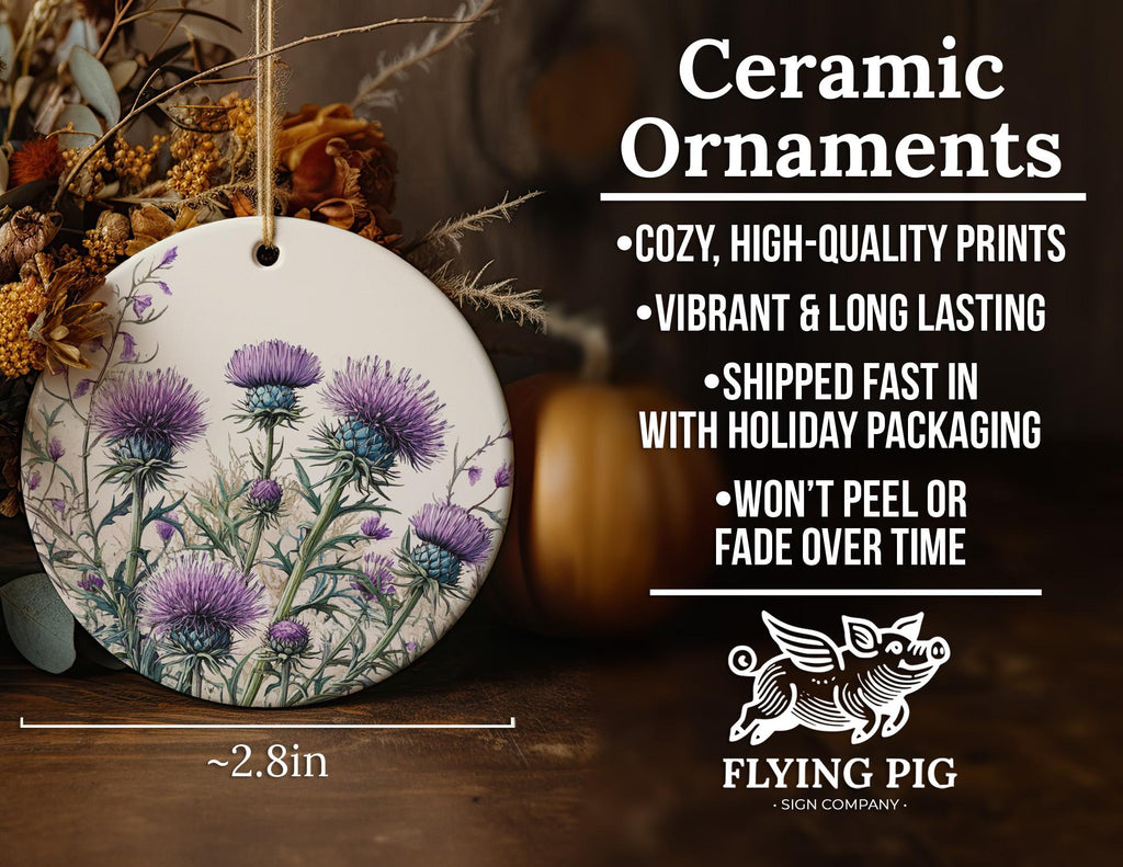 In a  Ceramic Ornament, Botanical Illustration, Thistle Circle Ornament, Unique Gift, Christmas Ornament Gift — photo 5