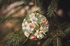 Botanical Illustration Ceramic Ornament, Spring Circle, Home Decor, Gift Idea, Unique Art, Christmas Ornament Gift — photo 1
