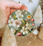 Botanical Illustration Ceramic Ornament, Spring Circle, Home Decor, Gift Idea, Unique Art, Christmas Ornament Gift — photo 3