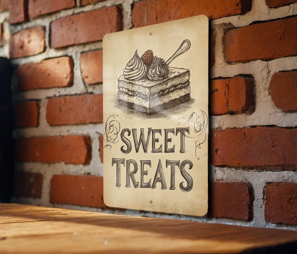 Vintage Dessert Metal Sign, Hand-Drawn Art, Raspberry Illustration, Sepia Tone Kitchen Decor, Wall Art, Sweet Treats Sign, Rustic Cafe Decor — photo 2