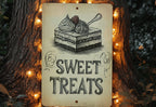 Vintage Dessert Metal Sign, Hand-Drawn Art, Raspberry Illustration, Sepia Tone Kitchen Decor, Wall Art, Sweet Treats Sign, Rustic Cafe Decor — photo 4