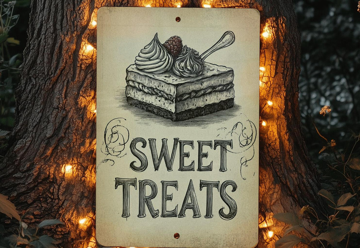 Vintage Dessert Metal Sign, Hand-Drawn Art, Raspberry Illustration, Sepia Tone Kitchen Decor, Wall Art, Sweet Treats Sign, Rustic Cafe Decor — photo 4