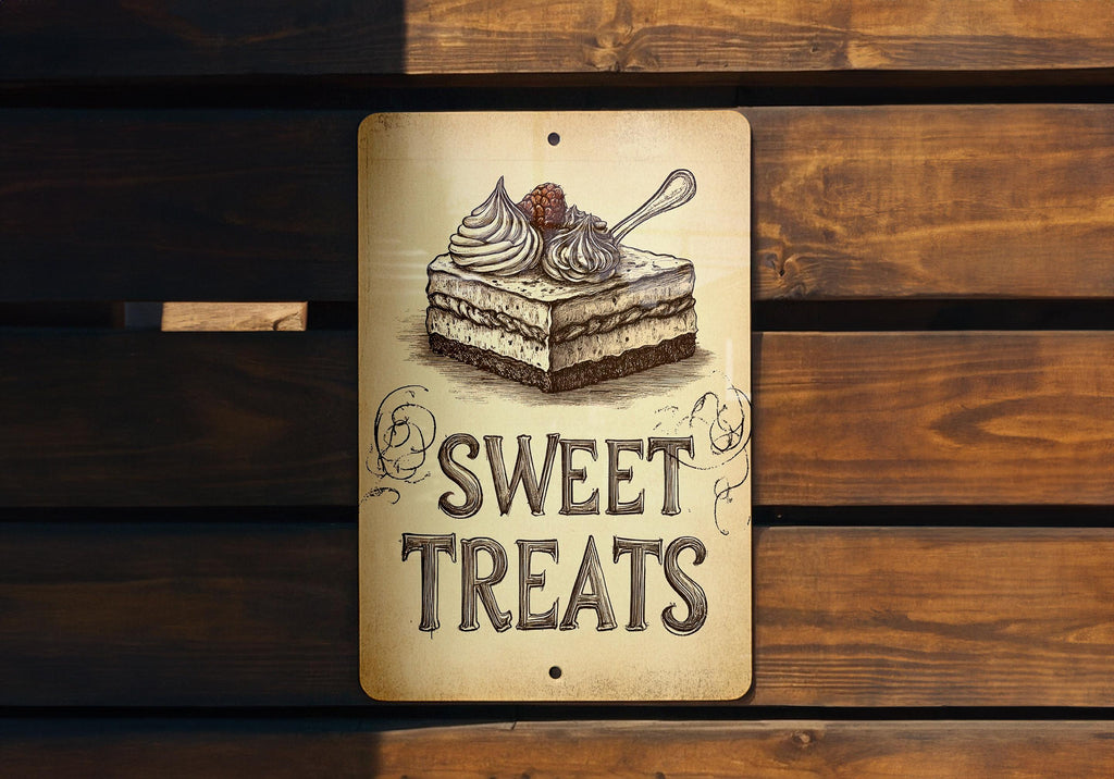 Vintage Dessert Metal Sign, Hand-Drawn Art, Raspberry Illustration, Sepia Tone Kitchen Decor, Wall Art, Sweet Treats Sign, Rustic Cafe Decor — photo 5