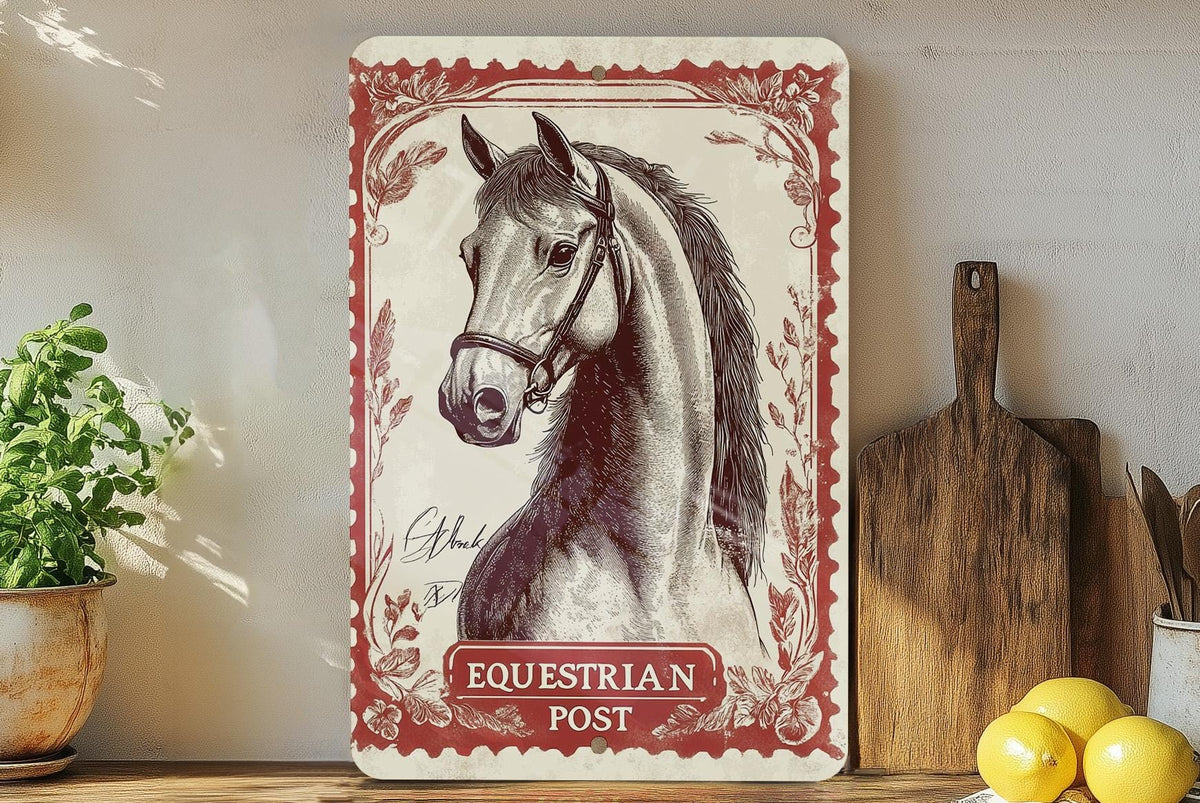 Majestic Equine Elegance Metal Sign, Vintage Horse Decor, Rustic Equestrian Art, Farmhouse Wall Decor, Sepia Horse Print, Country Home Decor — photo 1