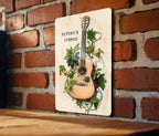 Natures Strings Metal Sign, Acoustic Symphony Art, Watercolor Wall Decor, Botanical Metal Art, Green Leaf Design, Earthy Home Decor — photo 2