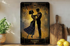 Golden Art Deco Couple Metal Sign, Bronze Home Decor, Vintage Wall Art, Romantic Dance Art, Elegant Metal Sign, Retro Gift Idea — photo 1