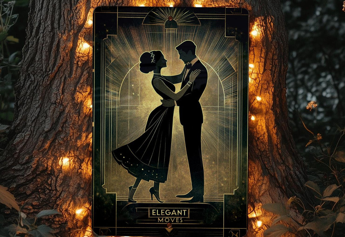 Golden Art Deco Couple Metal Sign, Bronze Home Decor, Vintage Wall Art, Romantic Dance Art, Elegant Metal Sign, Retro Gift Idea — photo 3