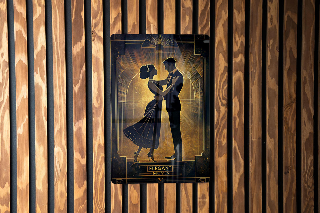 Golden Art Deco Couple Metal Sign, Bronze Home Decor, Vintage Wall Art, Romantic Dance Art, Elegant Metal Sign, Retro Gift Idea — photo 4