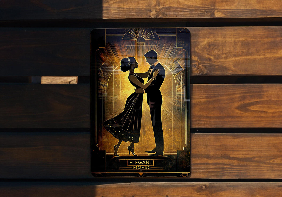 Golden Art Deco Couple Metal Sign, Bronze Home Decor, Vintage Wall Art, Romantic Dance Art, Elegant Metal Sign, Retro Gift Idea — photo 5