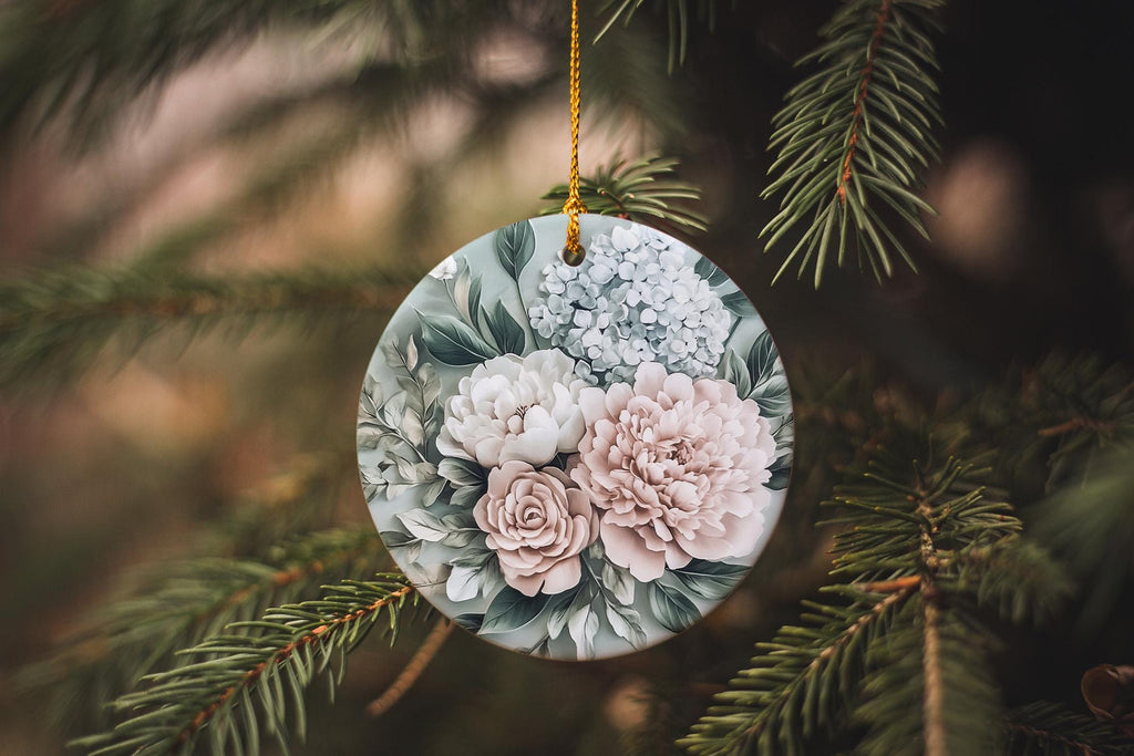 Winter Floral Centerpiece Ceramic Ornament, Circular Design, Paste  Circle, Handmade Decor, Unique Ceramic Art — photo 2