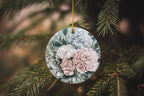 Winter Floral Centerpiece Ceramic Ornament, Circular Design, Paste  Circle, Handmade Decor, Unique Ceramic Art — photo 2