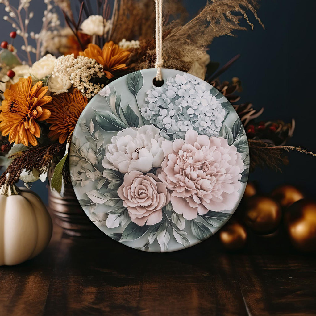 Winter Floral Centerpiece Ceramic Ornament, Circular Design, Paste  Circle, Handmade Decor, Unique Ceramic Art — photo 3