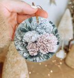 Winter Floral Centerpiece Ceramic Ornament, Circular Design, Paste  Circle, Handmade Decor, Unique Ceramic Art — photo 4