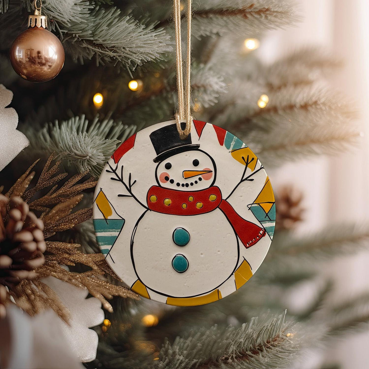950s-Inspired Ceramic Ornament, Retro Circle Design, Handmade Ceramic, Vintage Home Decor, Unique Gift — photo 2