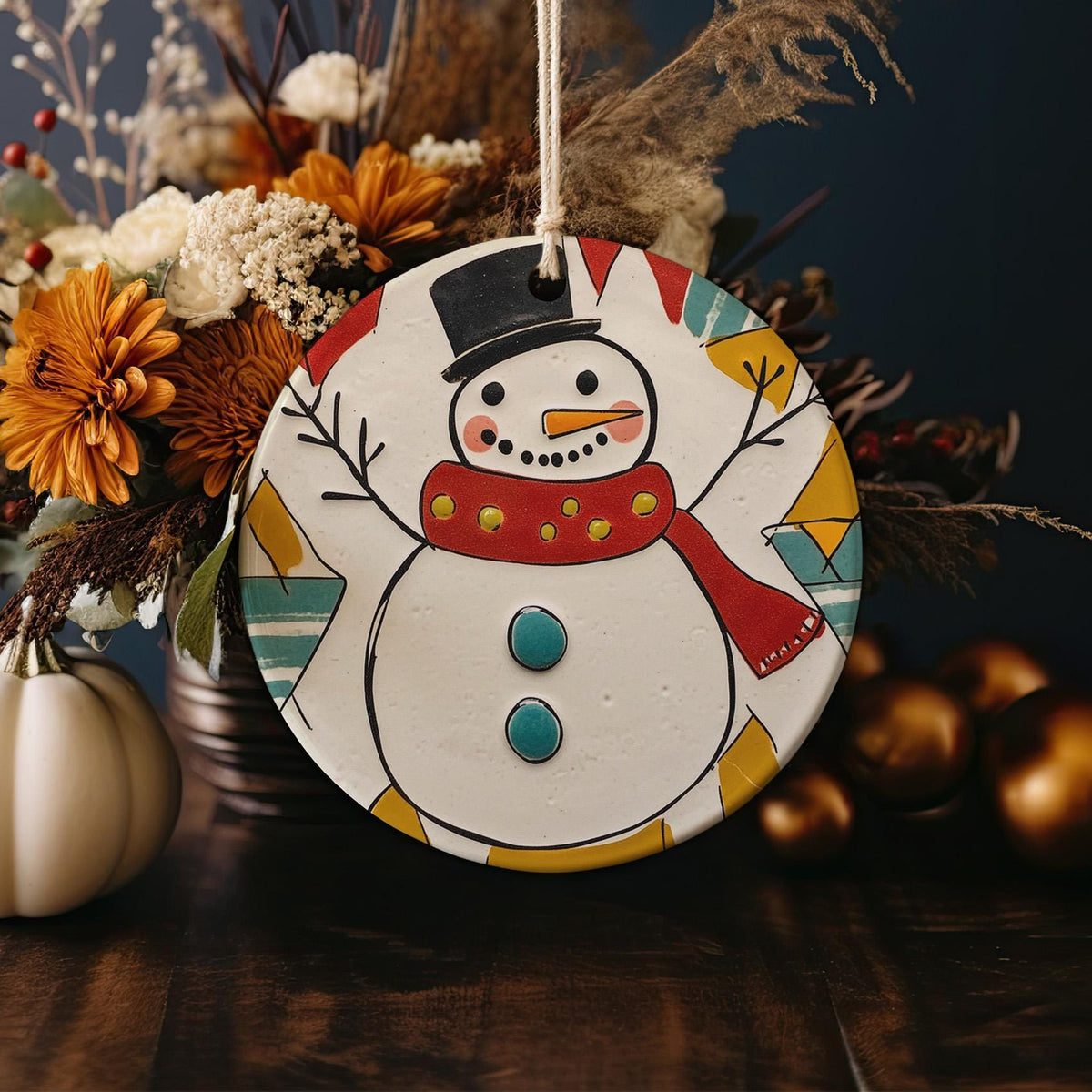 950s-Inspired Ceramic Ornament, Retro Circle Design, Handmade Ceramic, Vintage Home Decor, Unique Gift — photo 3