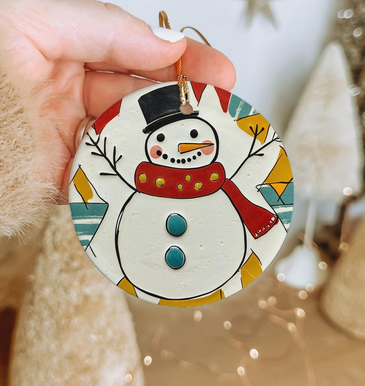 950s-Inspired Ceramic Ornament, Retro Circle Design, Handmade Ceramic, Vintage Home Decor, Unique Gift — photo 4