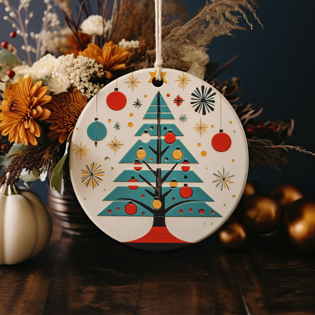 950s Atomic Age Ceramic Ornament, Retro Circle Design, Mid-Century Modern, Vintage Decor, Unique Home Accent — photo 2
