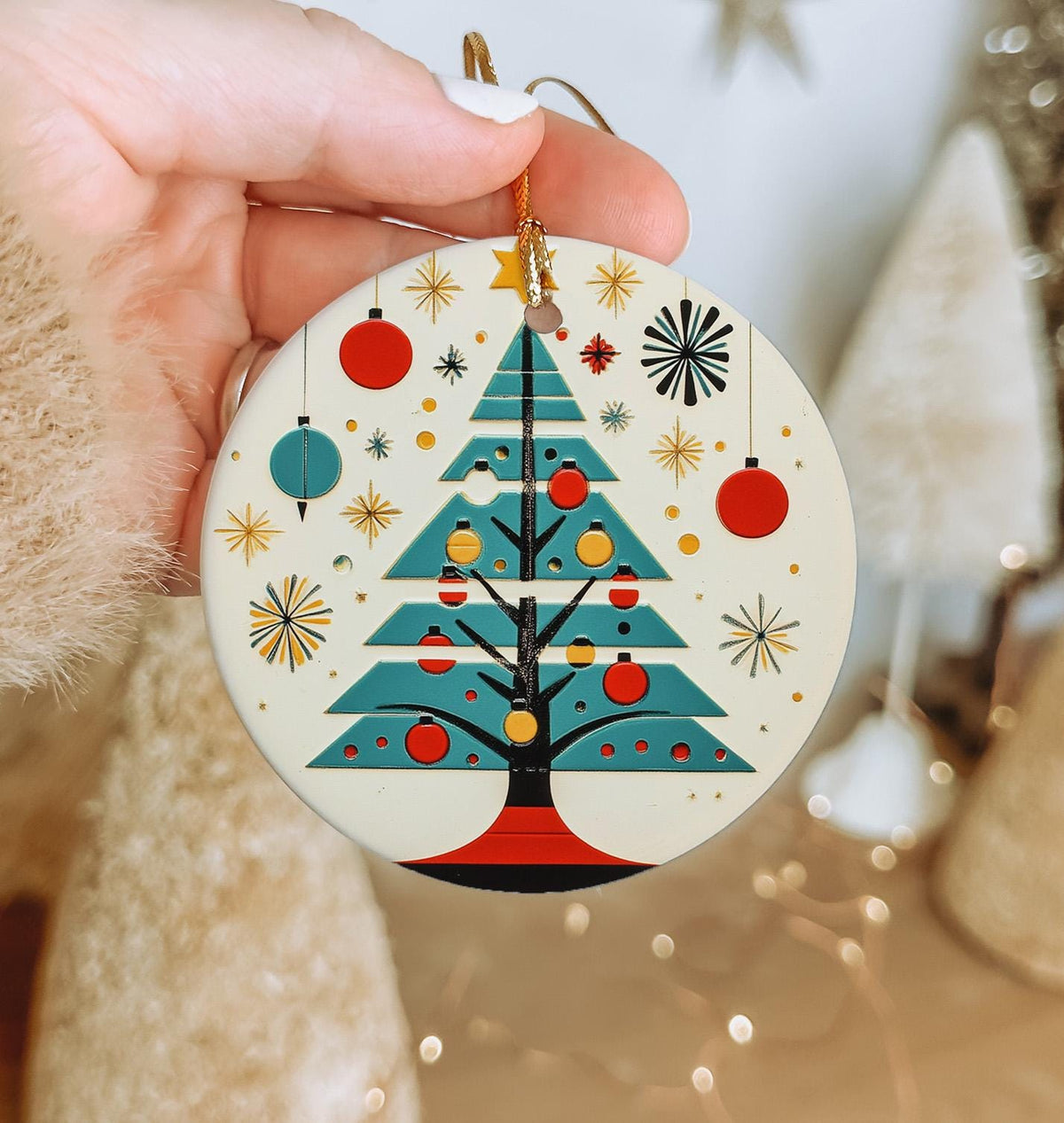 950s Atomic Age Ceramic Ornament, Retro Circle Design, Mid-Century Modern, Vintage Decor, Unique Home Accent — photo 3