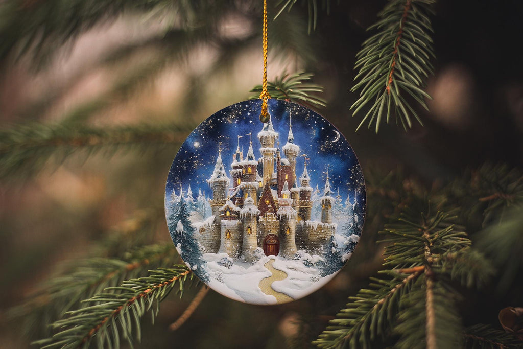 Fantastical Holiday Ceramic Ornament, Circular Design, Unique Xmas Decor, Handmade Gift, Festive Home Accent — photo 3