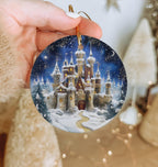 Fantastical Holiday Ceramic Ornament, Circular Design, Unique Xmas Decor, Handmade Gift, Festive Home Accent — photo 4