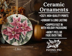 Delicate Watercolor Poinsettia Ceramic Ornament, Circular Design, Christmas Decor, Holiday Gift, Handcrafted, Unique Ornament — photo 5