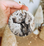 Weimaraner Watercolor Ceramic Ornament, Dog Lover Gift, Circular Design Decor, Handmade Christmas Ornament — photo 2