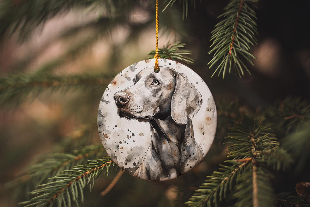 Weimaraner Watercolor Ceramic Ornament, Dog Lover Gift, Circular Design Decor, Handmade Christmas Ornament — photo 3