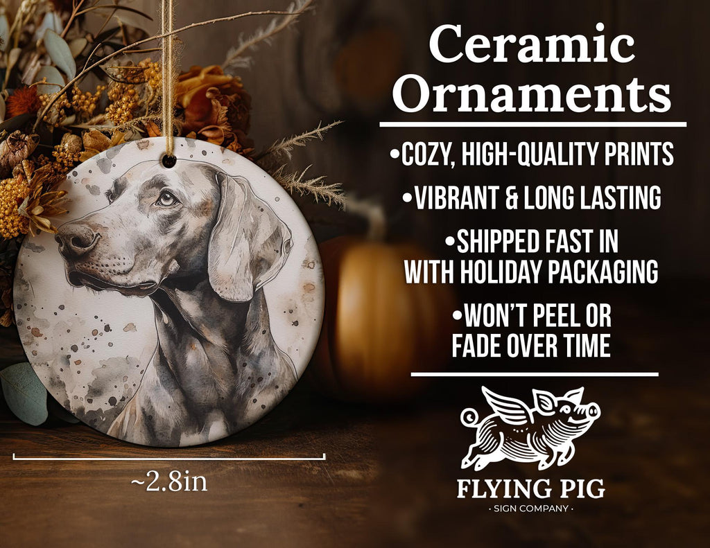 Weimaraner Watercolor Ceramic Ornament, Dog Lover Gift, Circular Design Decor, Handmade Christmas Ornament — photo 5