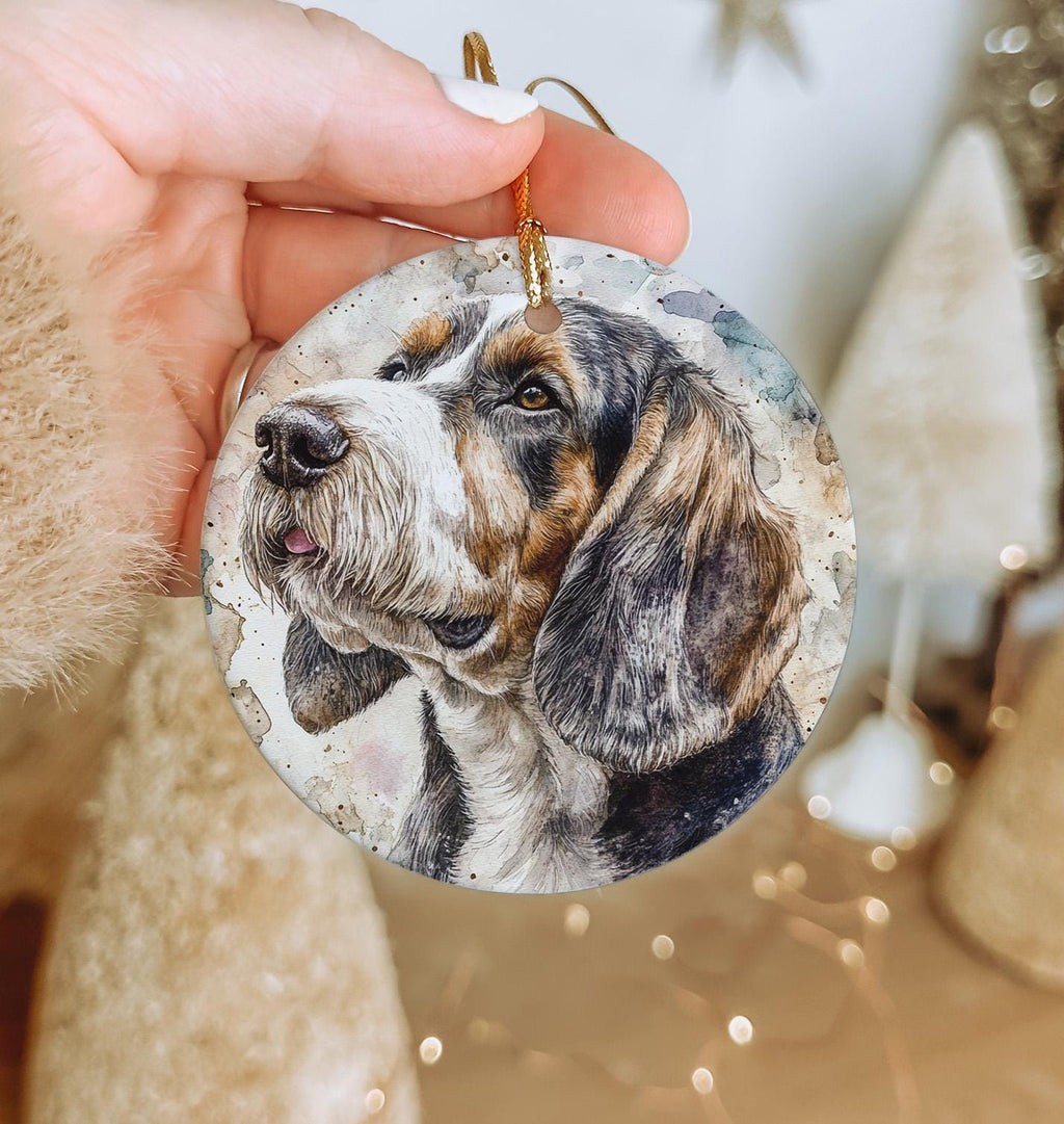 Grand Basset Griffon Vendeen Ceramic Ornament, Watercolor Dog Art, Circle Design, Handmade Gift, Pet Lover Decor, Unique Ornament — photo 2