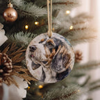 Grand Basset Griffon Vendeen Ceramic Ornament, Watercolor Dog Art, Circle Design, Handmade Gift, Pet Lover Decor, Unique Ornament — photo 3