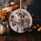 Grand Basset Griffon Vendeen Ceramic Ornament, Watercolor Dog Art, Circle Design, Handmade Gift, Pet Lover Decor, Unique Ornament — photo 4