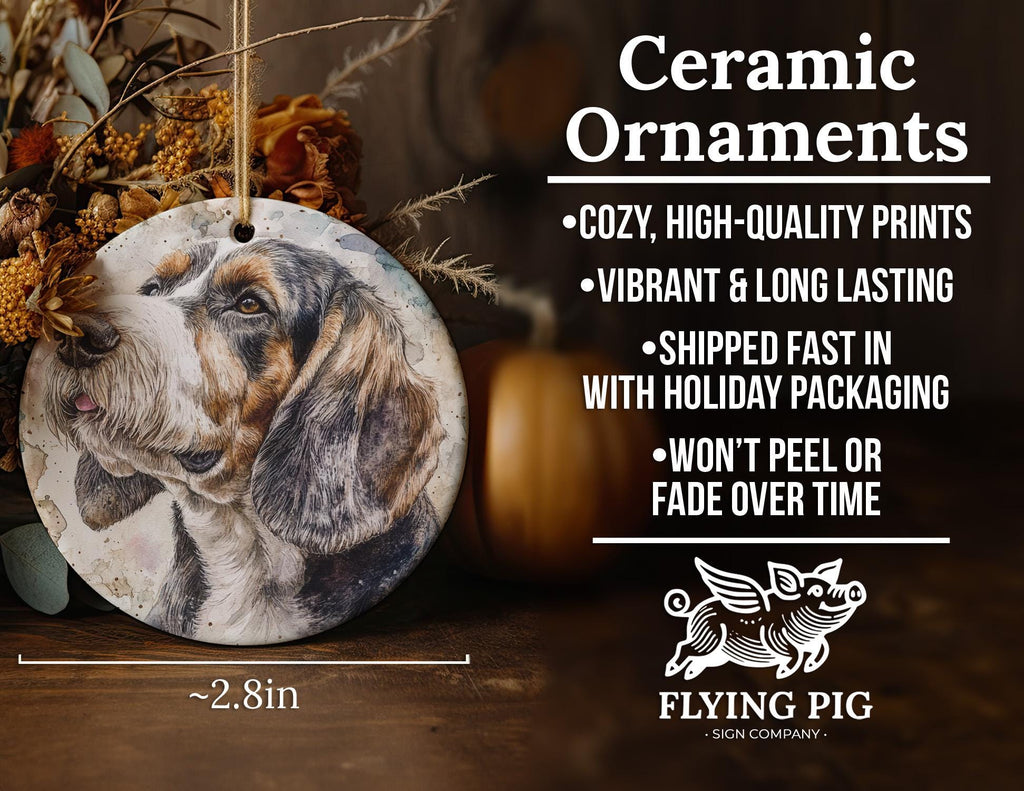 Grand Basset Griffon Vendeen Ceramic Ornament, Watercolor Dog Art, Circle Design, Handmade Gift, Pet Lover Decor, Unique Ornament — photo 5