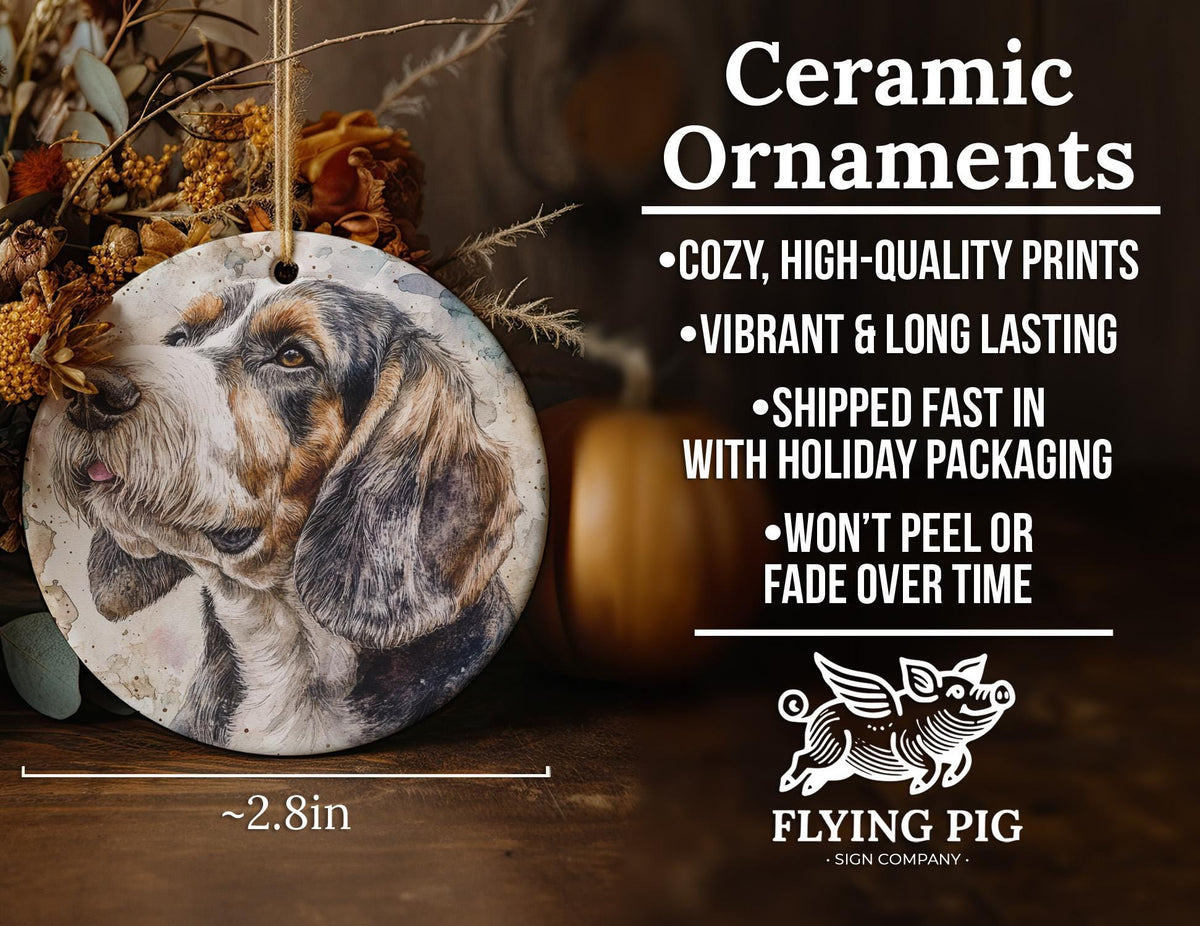 Grand Basset Griffon Vendeen Ceramic Ornament, Watercolor Dog Art, Circle Design, Handmade Gift, Pet Lover Decor, Unique Ornament — photo 5