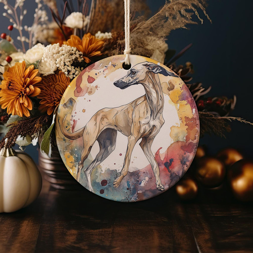 Sloughi Watercolor Ceramic Ornament, Dog Lover Gift, Handmade Decor, Unique Christmas Ornament, Pet Memorial Keepsake — photo 4