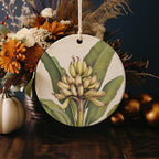 Vintage Botanical Ceramic Ornament, Banana Illustration, Round Design, Home Decor, Handmade Gift, Unique Christmas Ornament — photo 4